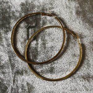 Gold Hoops With Sparkly Dimond Accents